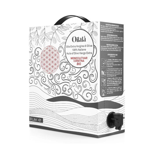 Bag in box 3 liter Italiaanse extra vierge olijfolie gezondheidsclaim Italië Oilala