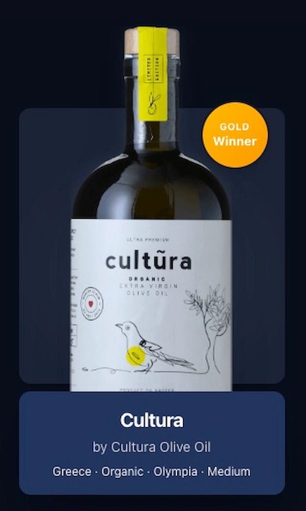 Biologische Extra Vierge Olijfolie uit Griekenland 500 ml | Cultũra | 616 mg/kg polyfenolen - TheOliveLabel.shop