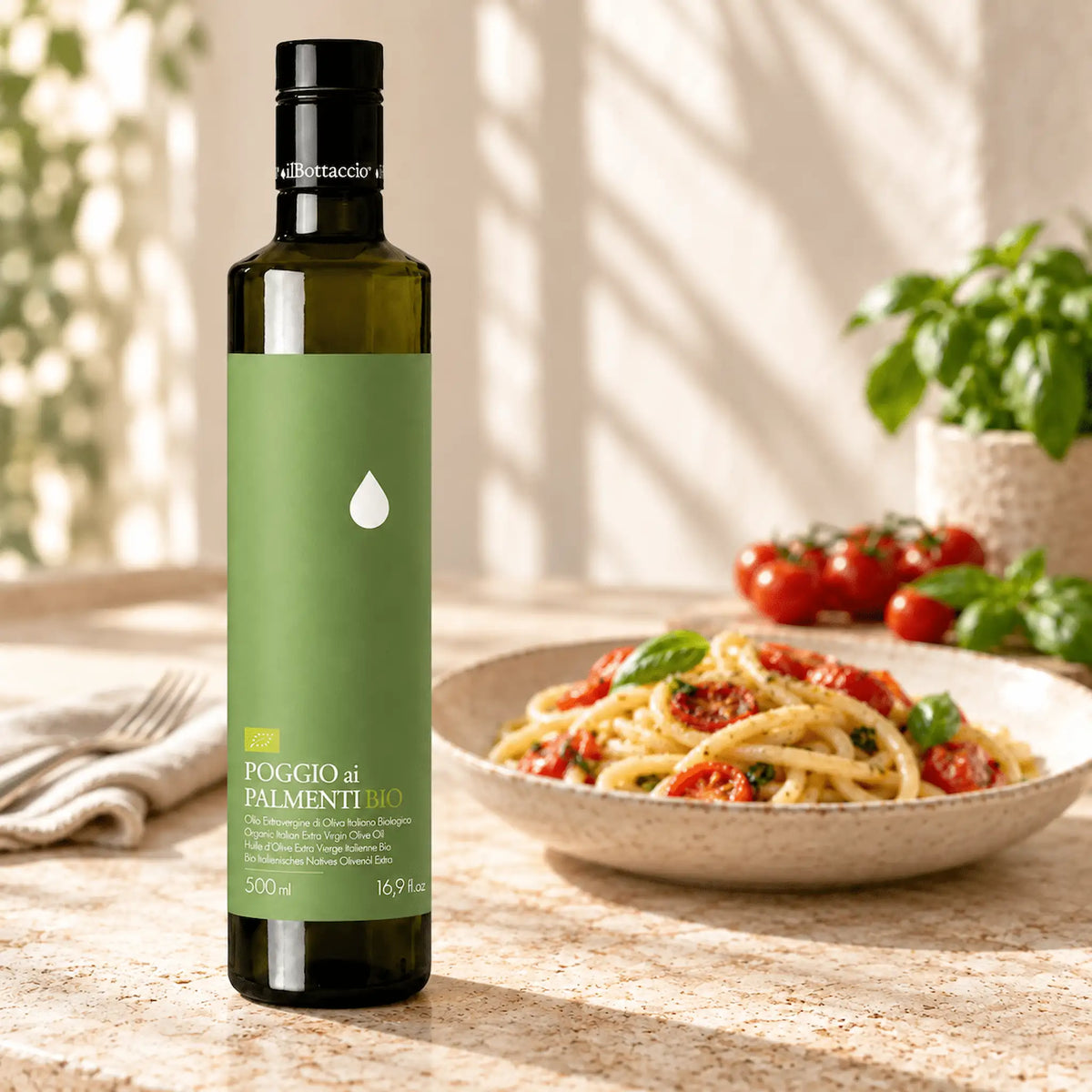 Biologische Extra Vierge Olijfolie 500ml Poggio Ai Palmenti - TheOliveLabel.shop