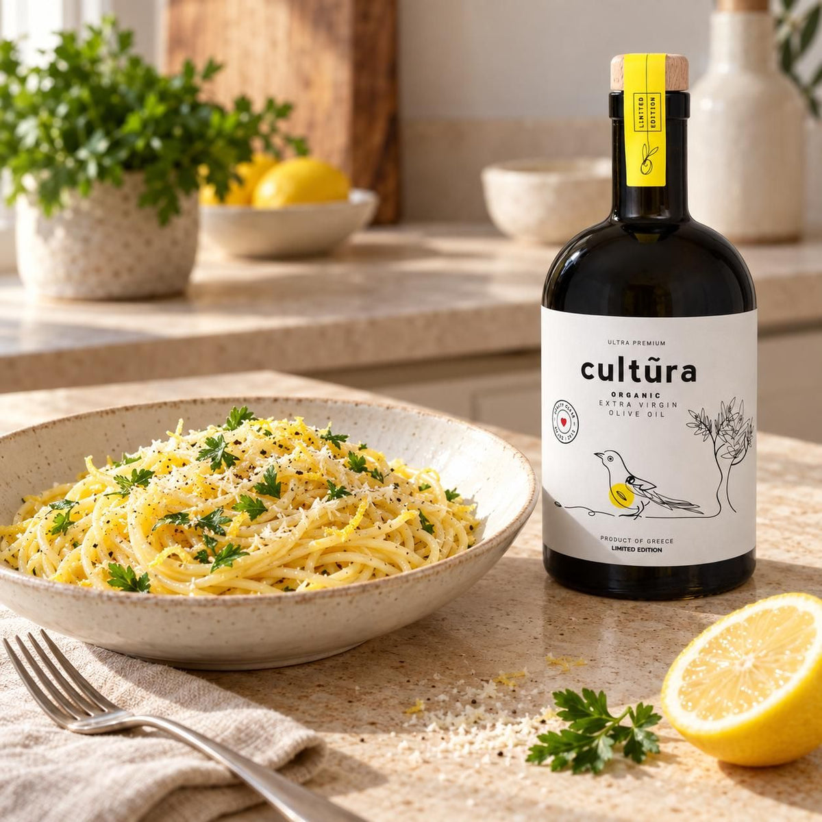 Biologische Extra Vierge Olijfolie uit Griekenland 500 ml | Cultũra | 616 mg/kg polyfenolen - TheOliveLabel.shop