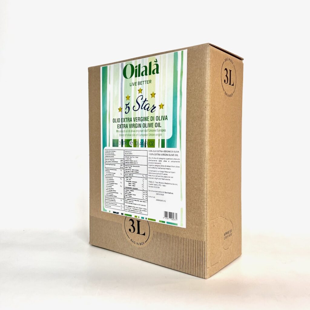 Oilalà 5 Star extra vierge olijfolie uit Italië in 3 liter bag-in-box