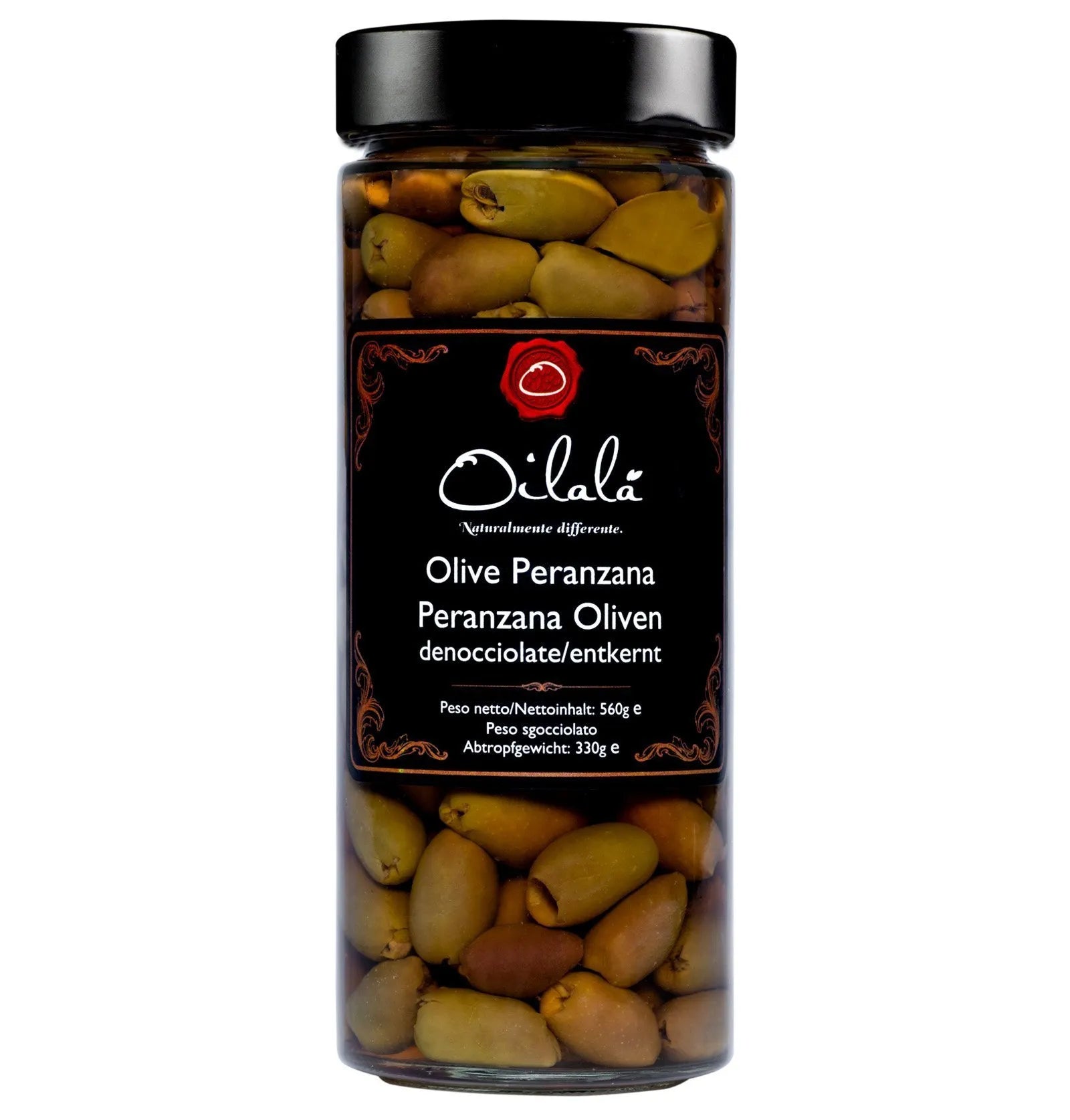 Ontpitte Peranzana olijven uit Italië, 560 gram